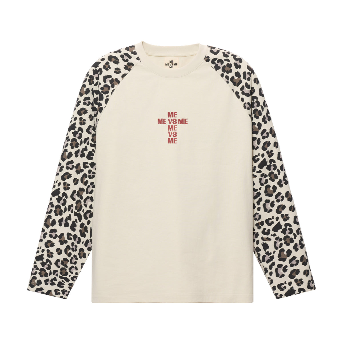 Raglan-Langarm-T-Shirt mit Leopardenmuster