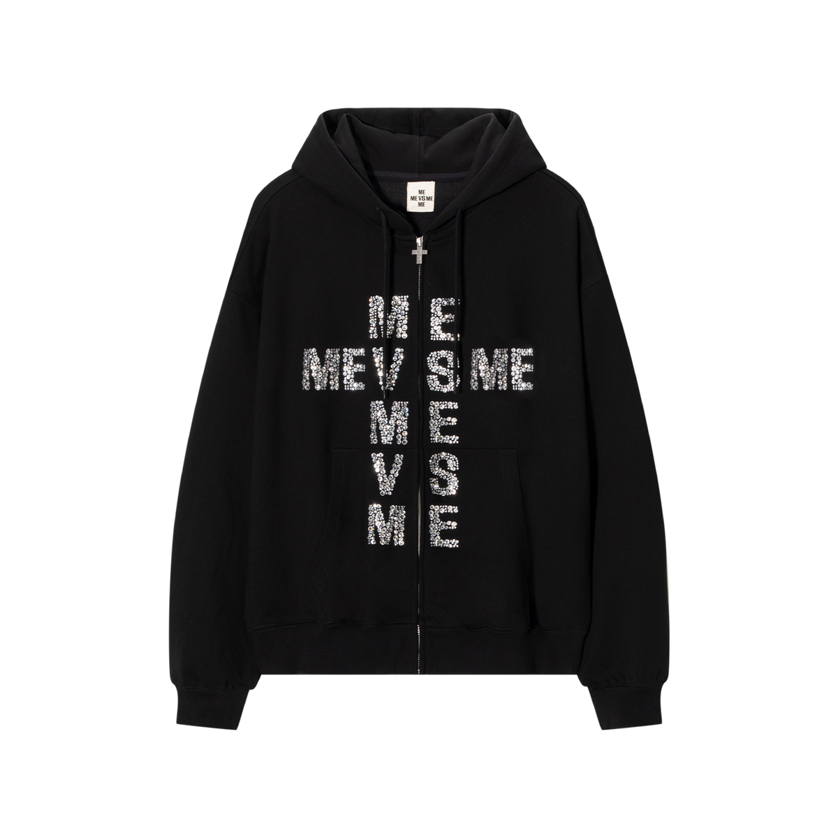 RHINESTONE LOGO ZIP HOODIE