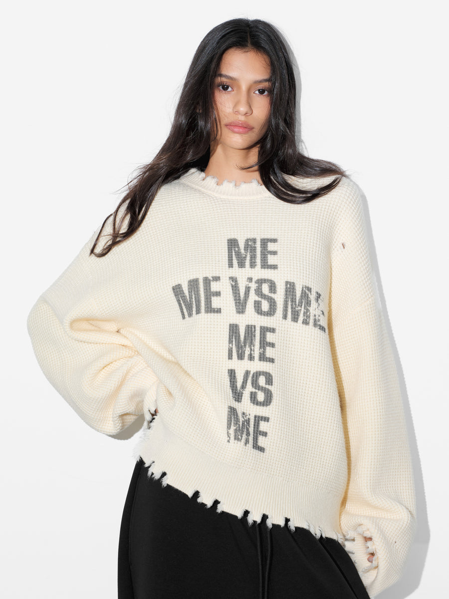 Distressed Logo Knit Sweater