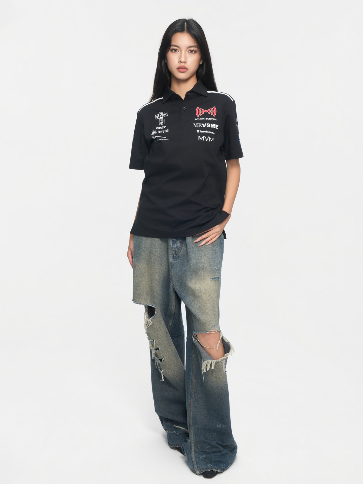 Poloshirt mit Moto-Grafik