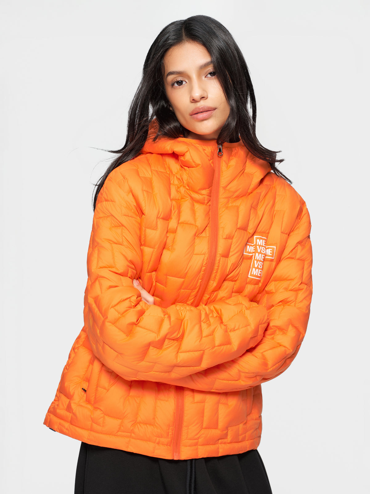 Cross-Quilted Padded Jacket