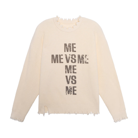 Distressed Logo Knit Sweater
