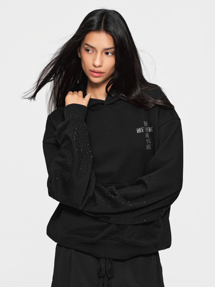 Gradient Rhinestone Sleeve Hoodie