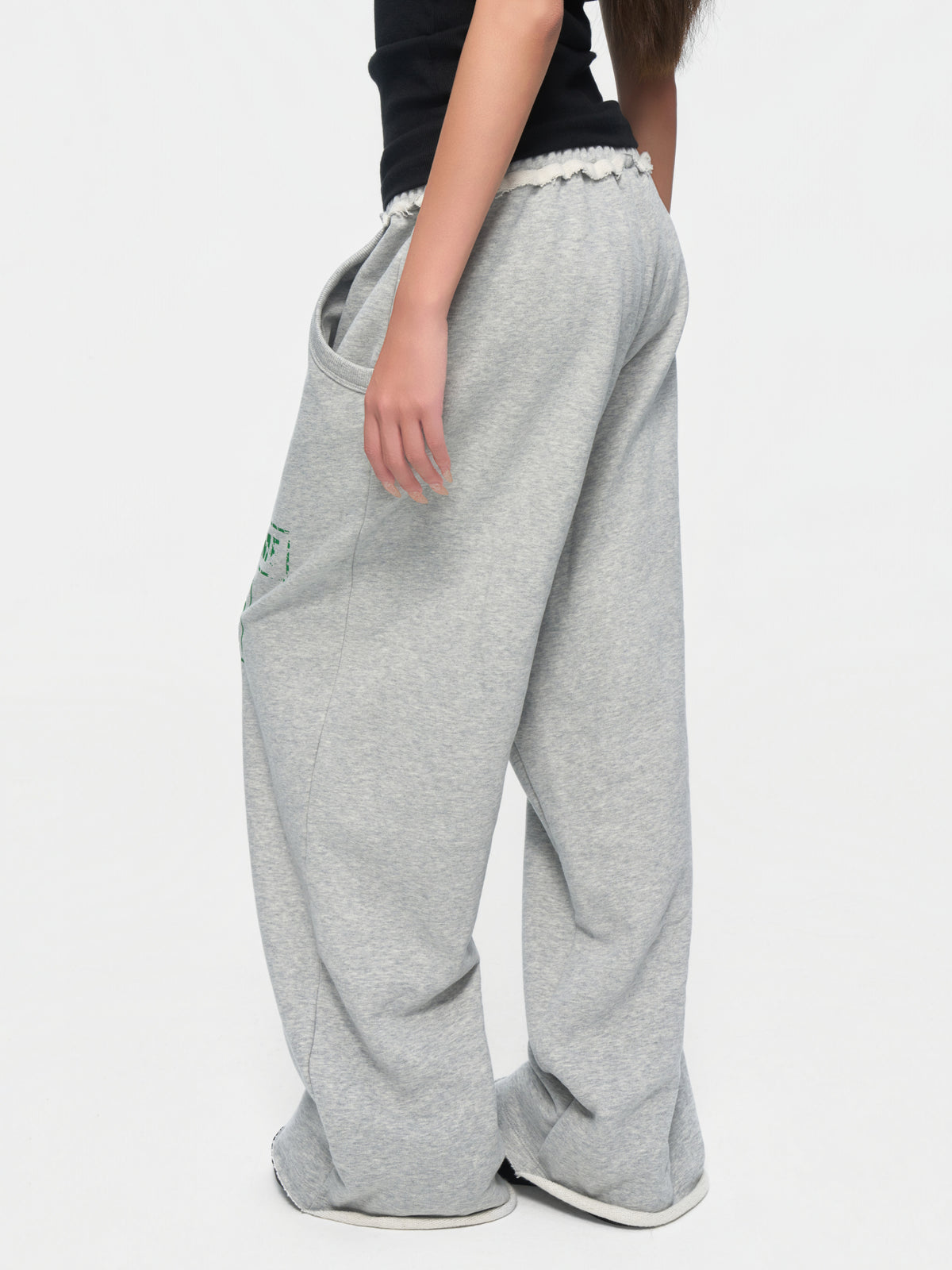Distressed Wide-Leg Sweatpants