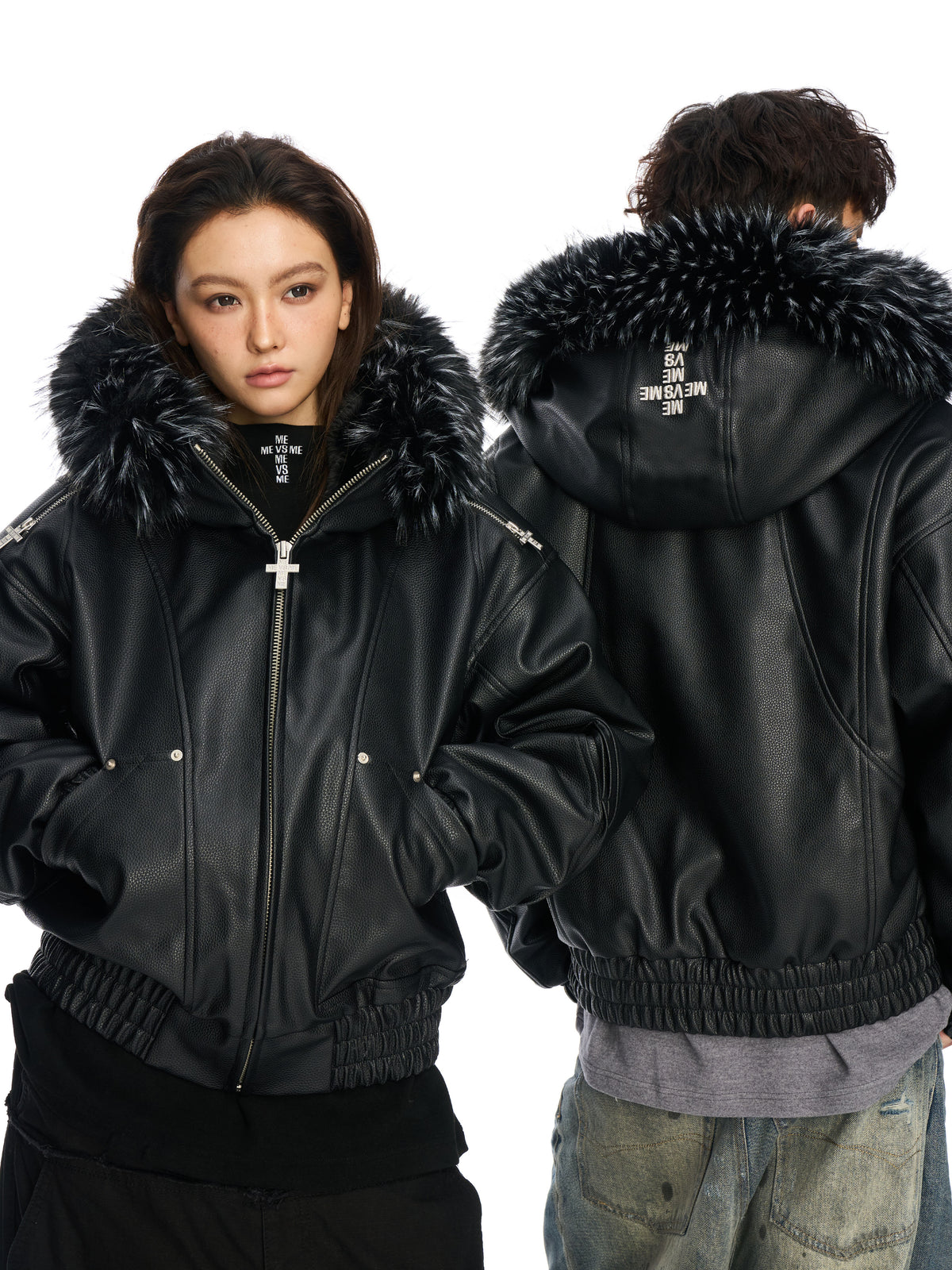 LEDERJACKE MIT KUNSTFELLBESATZ