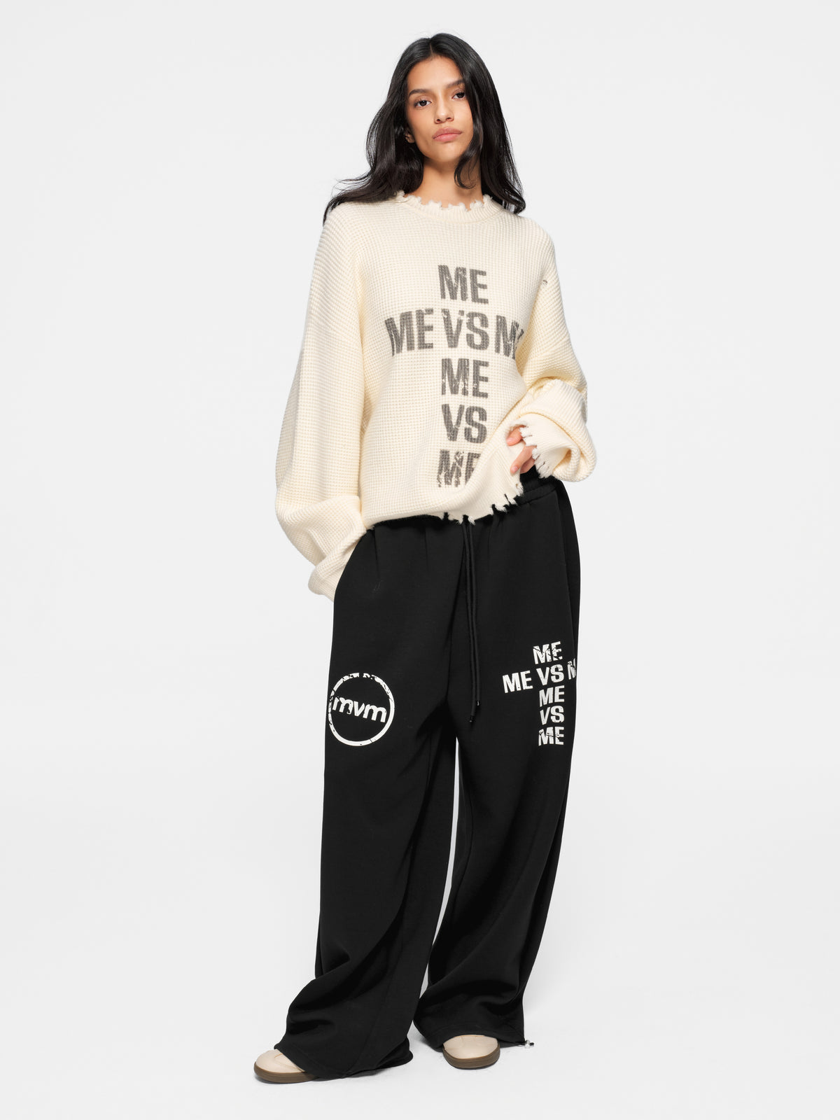 Distressed Logo Knit Sweater