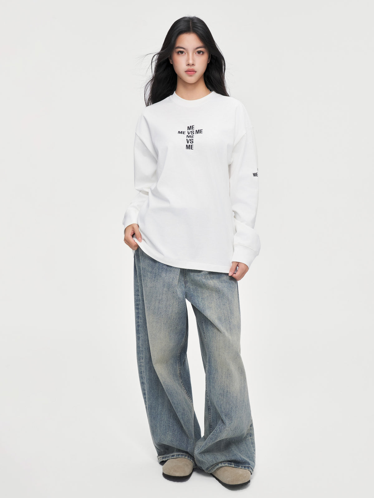 Basic-Langarmshirt mit Cross-Logo