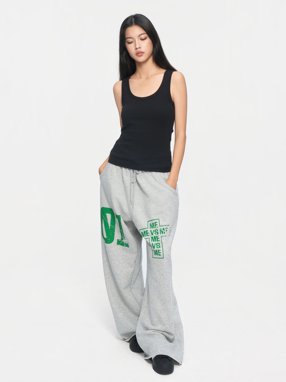 Distressed Wide-Leg Sweatpants