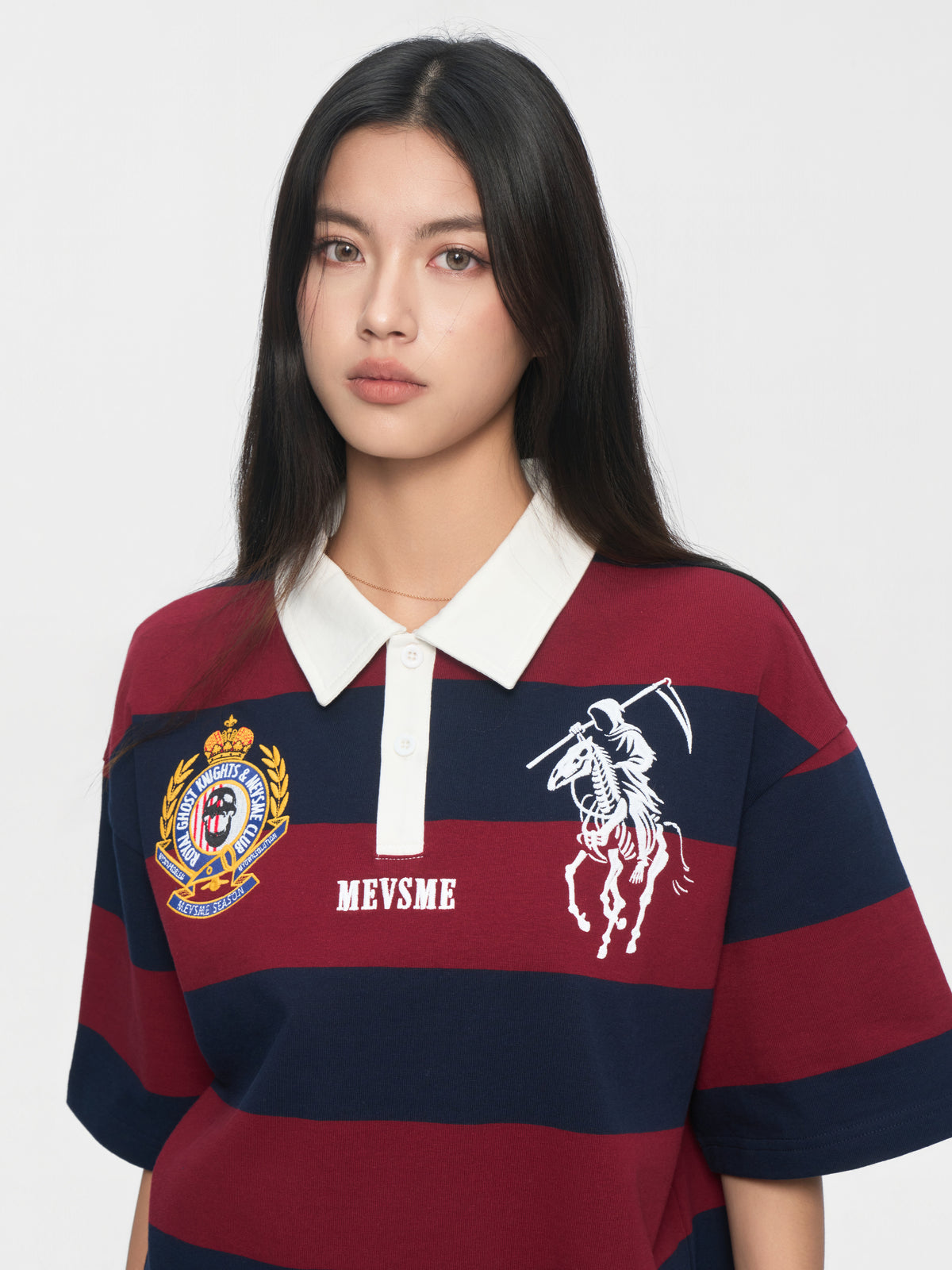 条纹橄榄球Polo衫