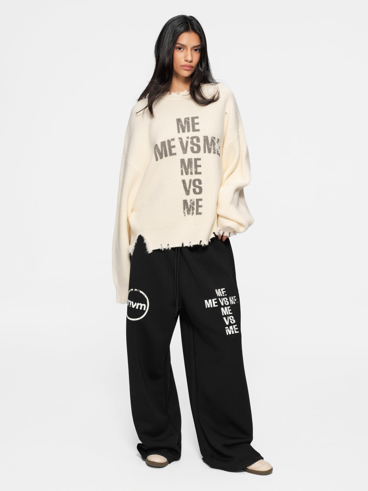 Distressed Logo Knit Sweater