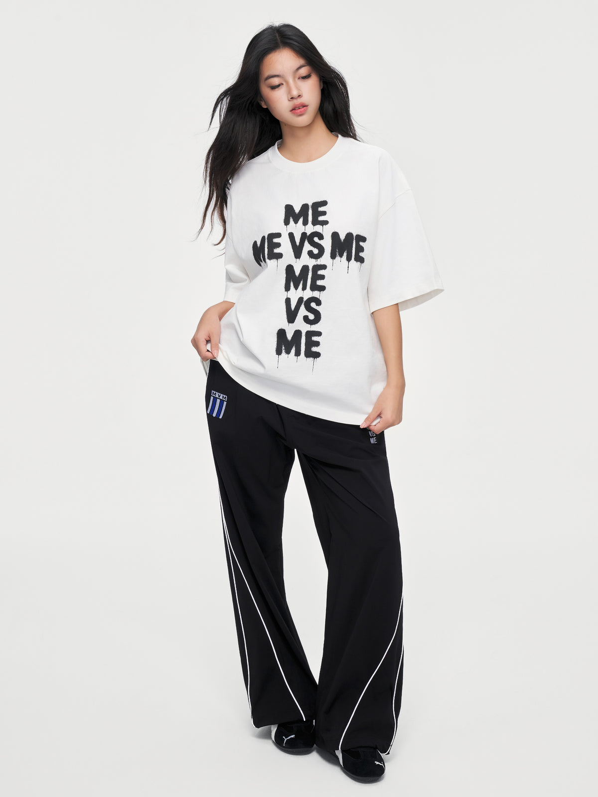 Piping Wide-Leg Track Pants