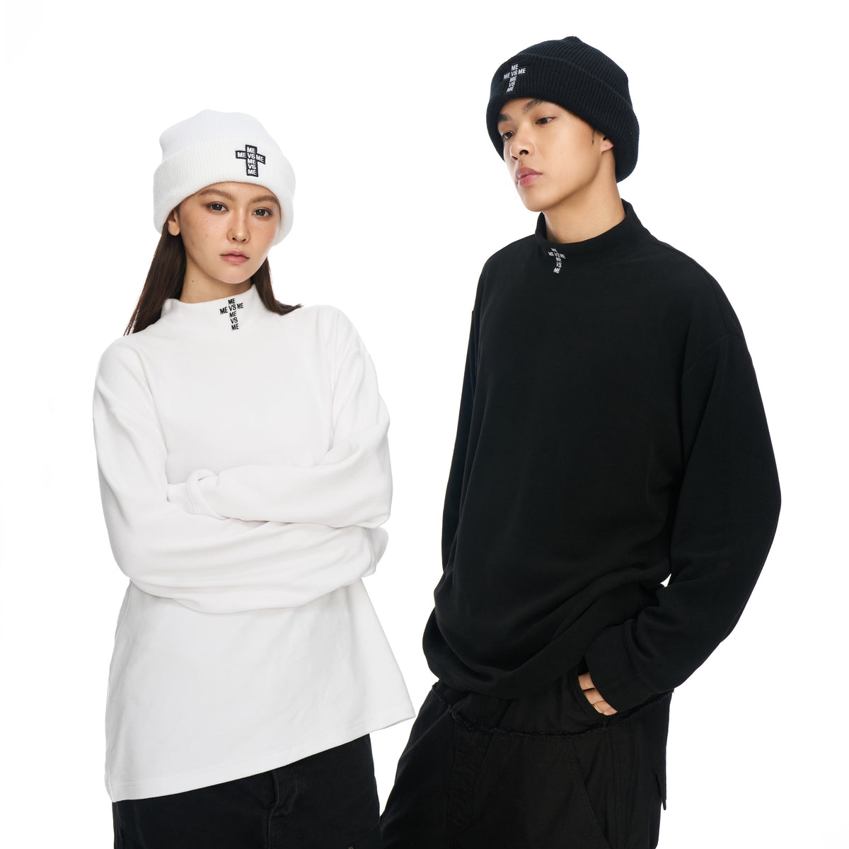 LANGARMSHIRT MIT LOGO UND STEHKRAGEN