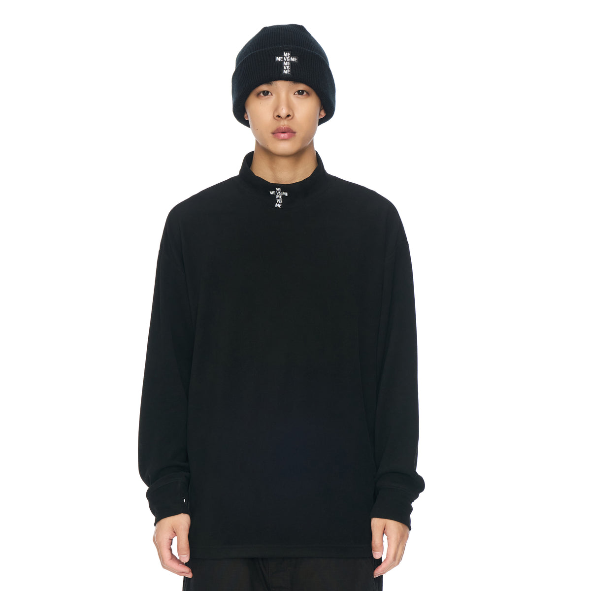 LANGARMSHIRT MIT LOGO UND STEHKRAGEN