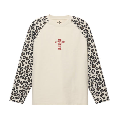 Raglan-Langarm-T-Shirt mit Leopardenmuster