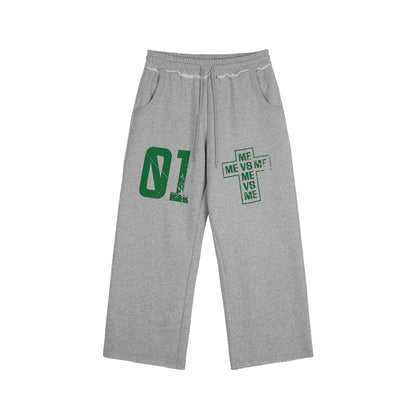 Distressed Wide-Leg Sweatpants