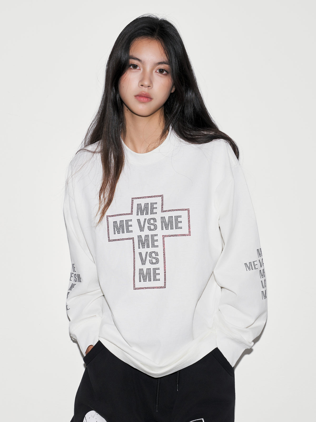 Rhinestone Cross Long Sleeve T-Shirt