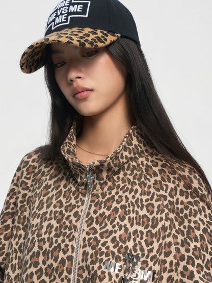 Embroidered Leopard-Brim Cap