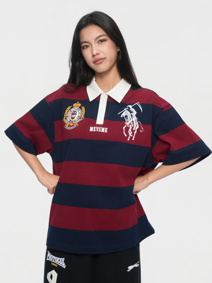 条纹橄榄球Polo衫