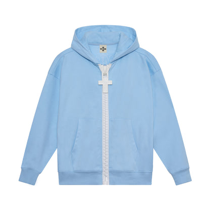 Contrast Chunky big zipper hoodie