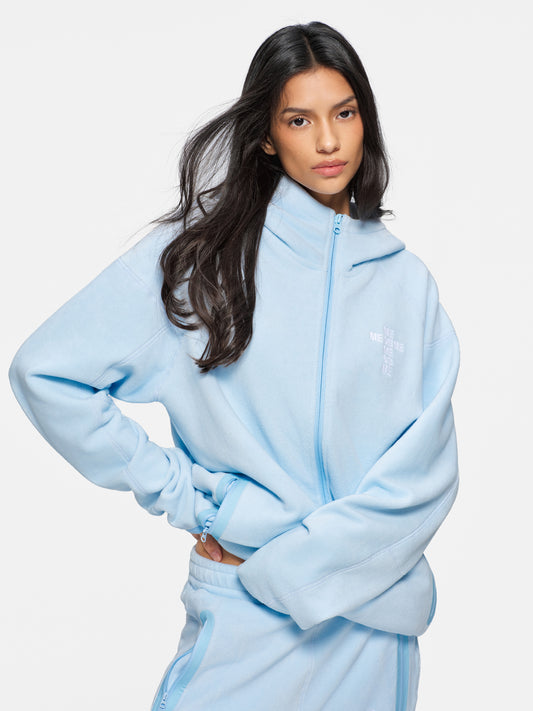 Blue Fleece Tracksuit Zip-Up Hoodie