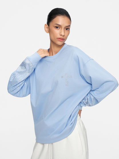Langarmshirt mit Farbverlauf und Strasssteinen