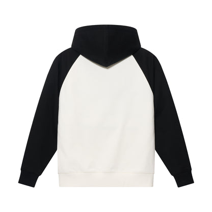 Sudadera con capucha, cierre y mangas raglán en bloques de color