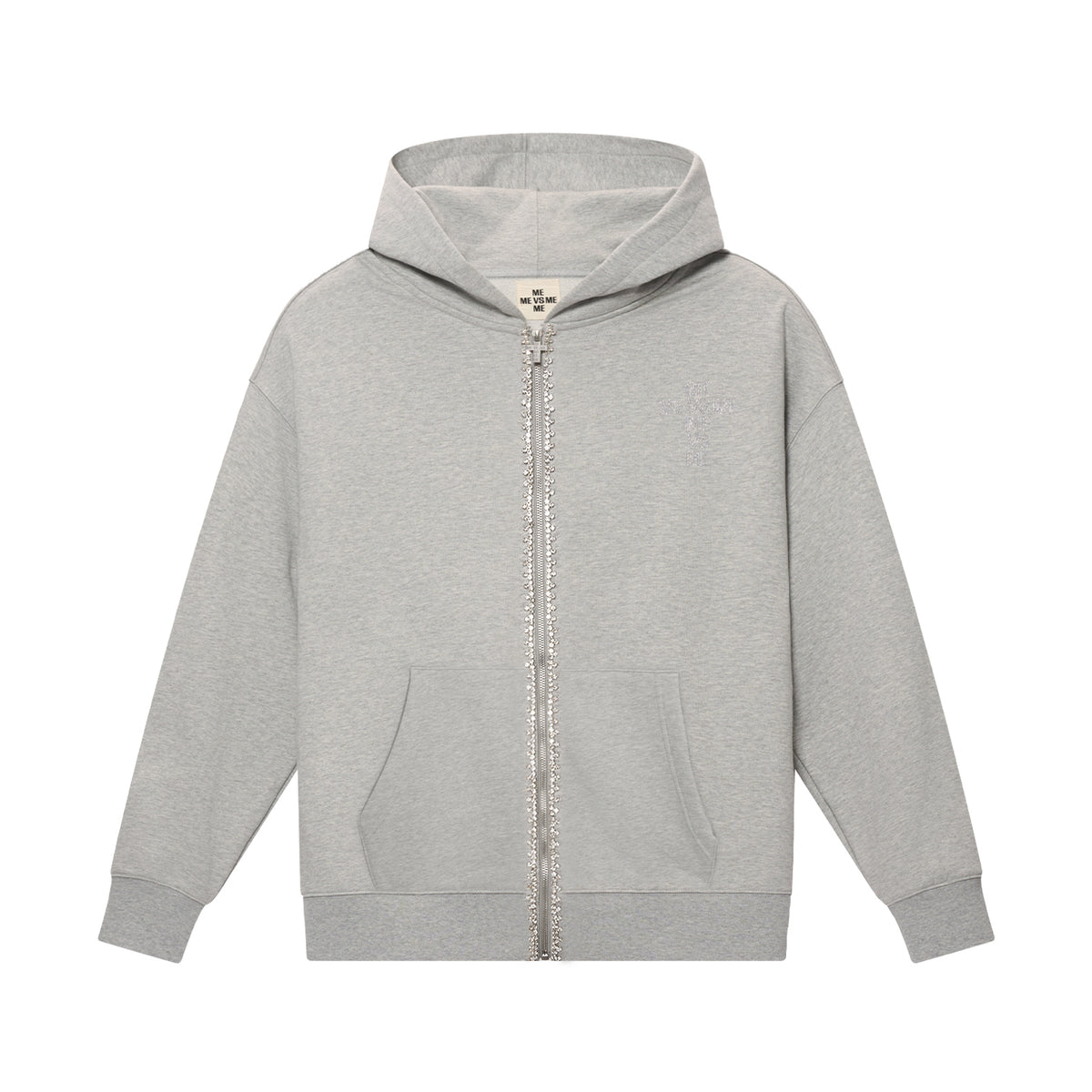Kapuzenpullover mit Reißverschluss und Strassverzierung