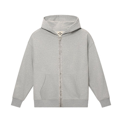 Kapuzenpullover mit Reißverschluss und Strassverzierung
