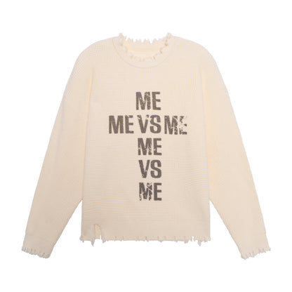 Distressed Logo Knit Sweater