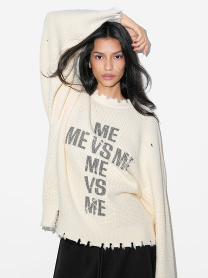 Distressed Logo Knit Sweater
