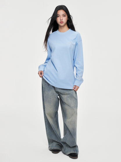 Langarmshirt mit Farbverlauf und Strasssteinen