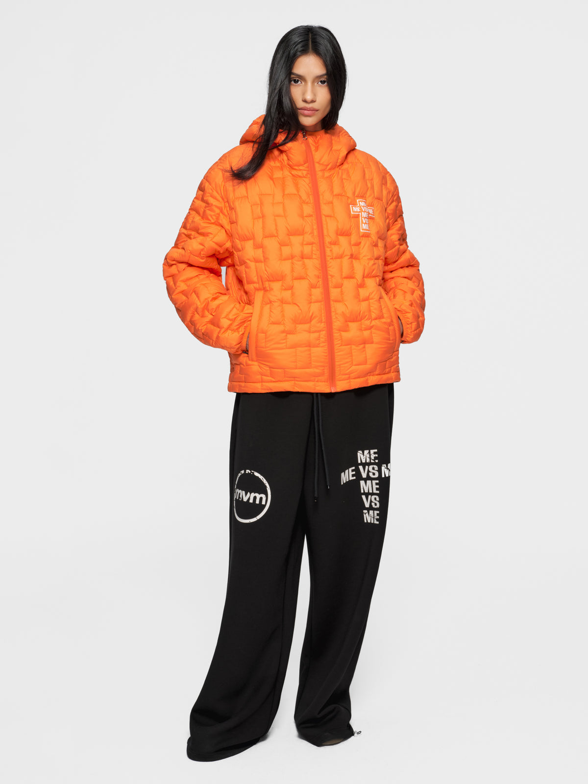 Cross-Quilted Padded Jacket