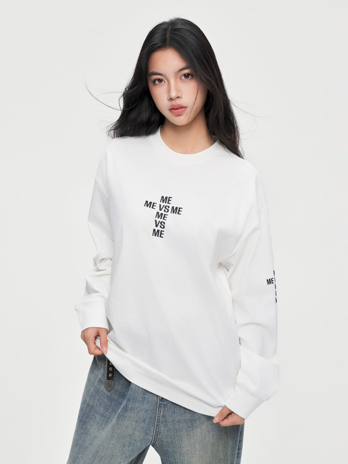 Basic-Langarmshirt mit Cross-Logo