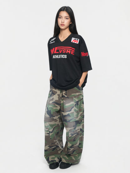 Mesh-Trikot mit V-Ausschnitt und „99“