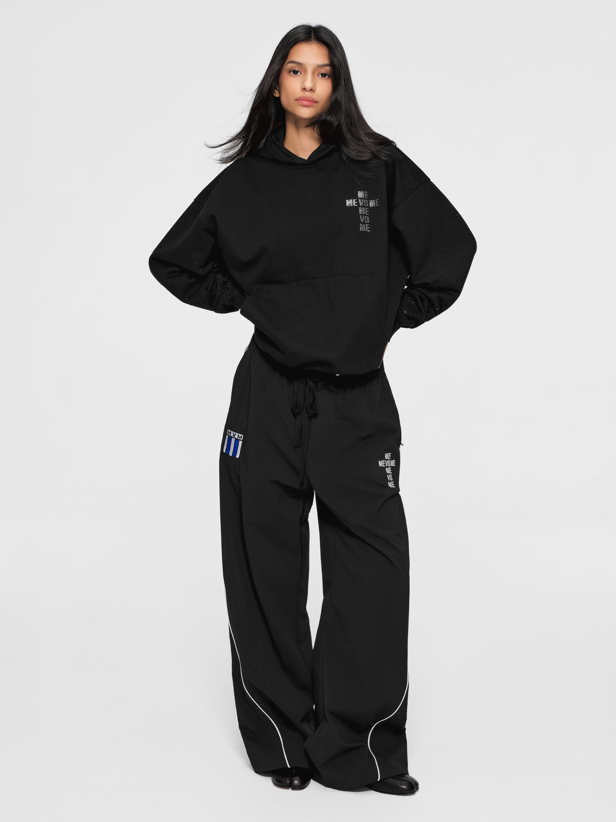 Gradient Rhinestone Sleeve Hoodie