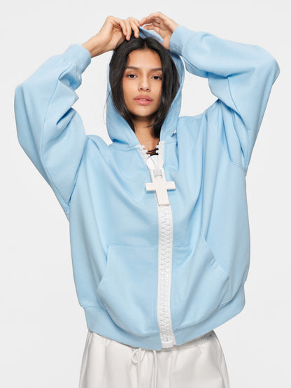 Contrast Chunky big zipper hoodie
