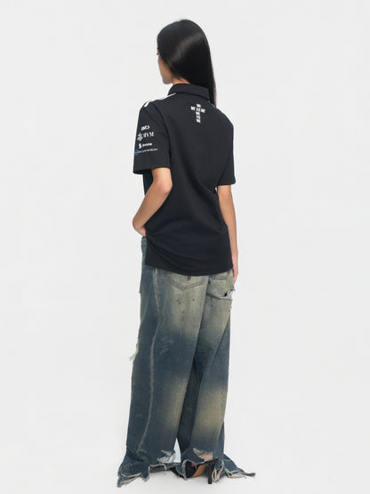 Poloshirt mit Moto-Grafik