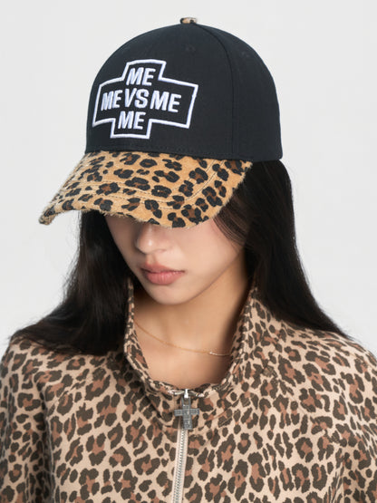 Embroidered Leopard-Brim Cap