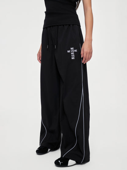 Piping Wide-Leg Track Pants
