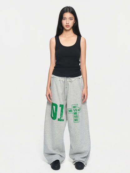 Distressed Wide-Leg Sweatpants