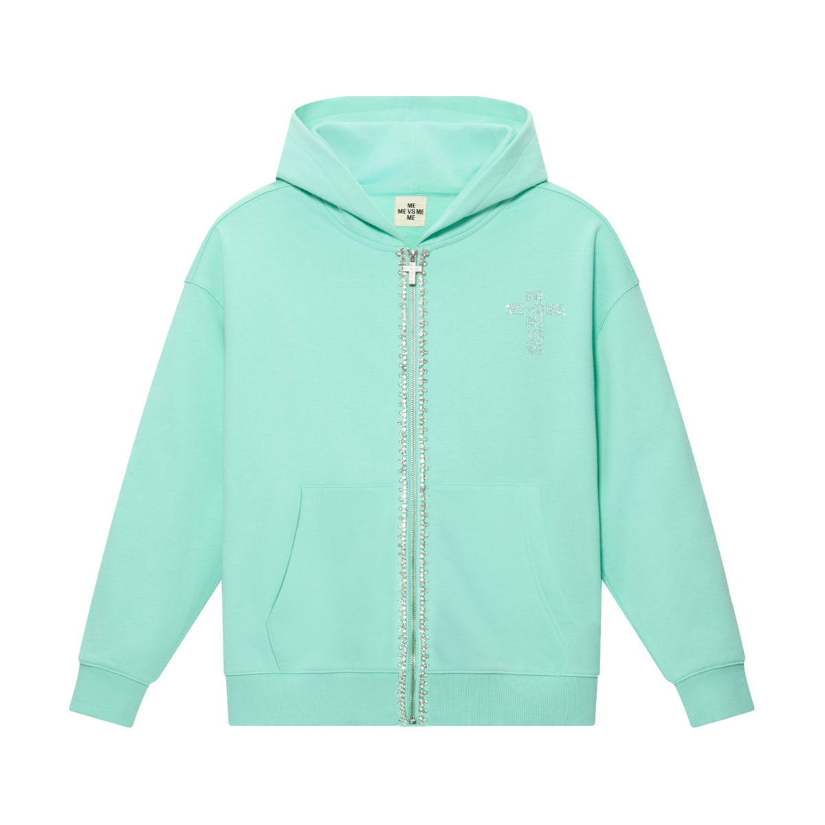 Kapuzenpullover mit Reißverschluss und Strassverzierung