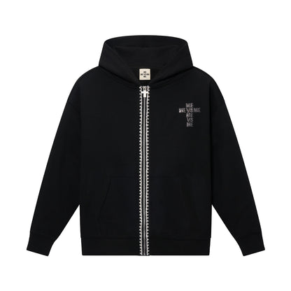 Kapuzenpullover mit Reißverschluss und Strassverzierung