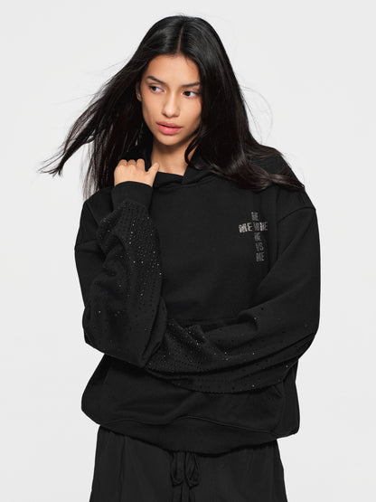 Gradient Rhinestone Sleeve Hoodie