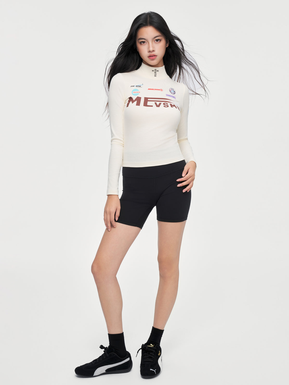 Moto-Graphic Mock Neck Top