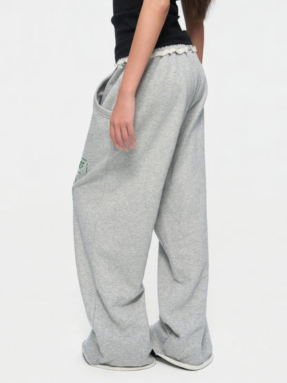 Distressed Wide-Leg Sweatpants