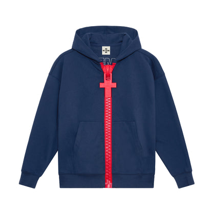 Contrast Chunky big zipper hoodie