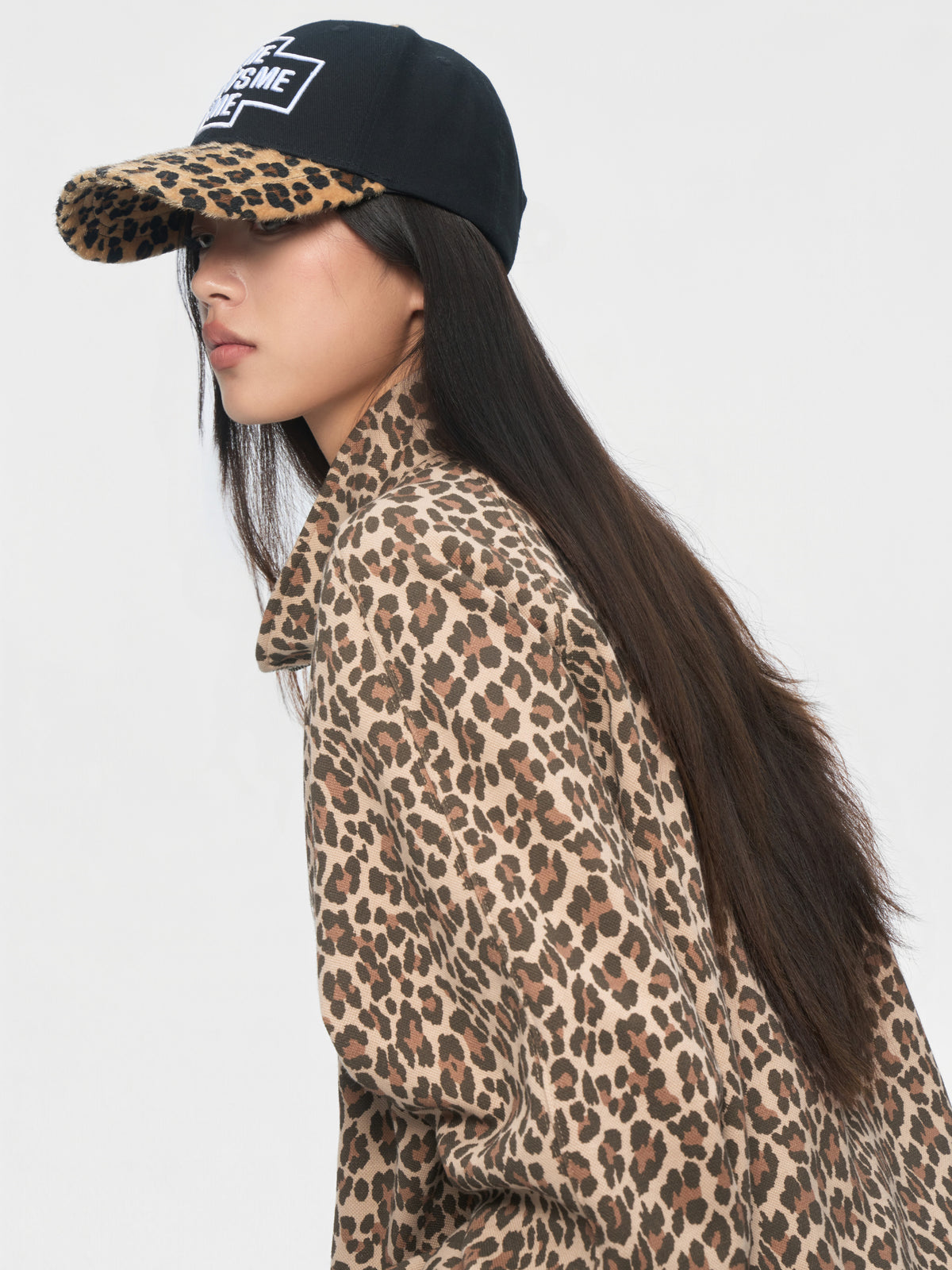 Embroidered Leopard-Brim Cap