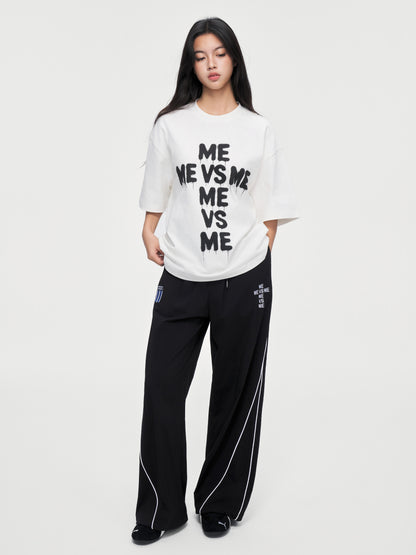 Piping Wide-Leg Track Pants