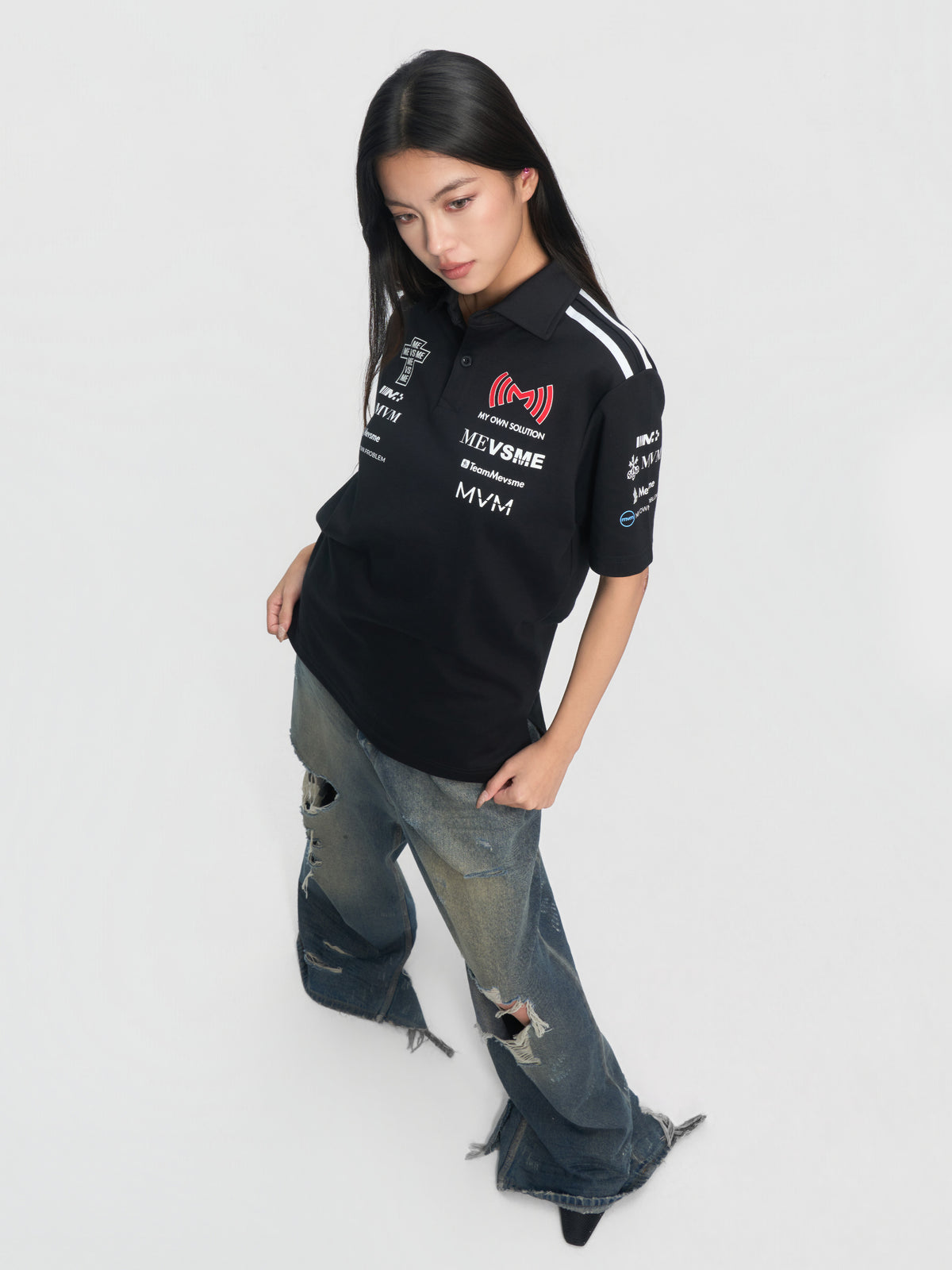 Poloshirt mit Moto-Grafik