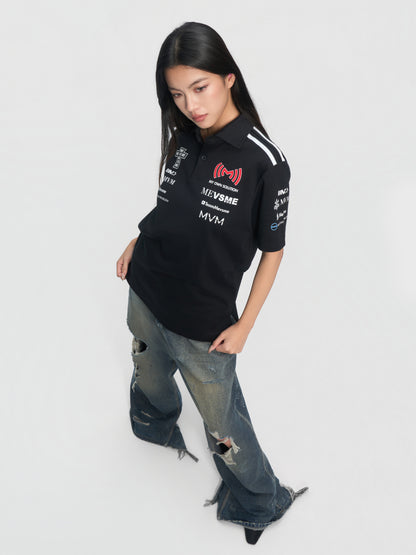 Poloshirt mit Moto-Grafik